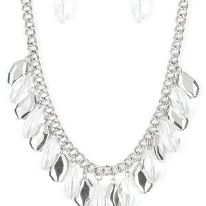 Beautiful Fringe Fabulous - White Necklace with Matching Earrings